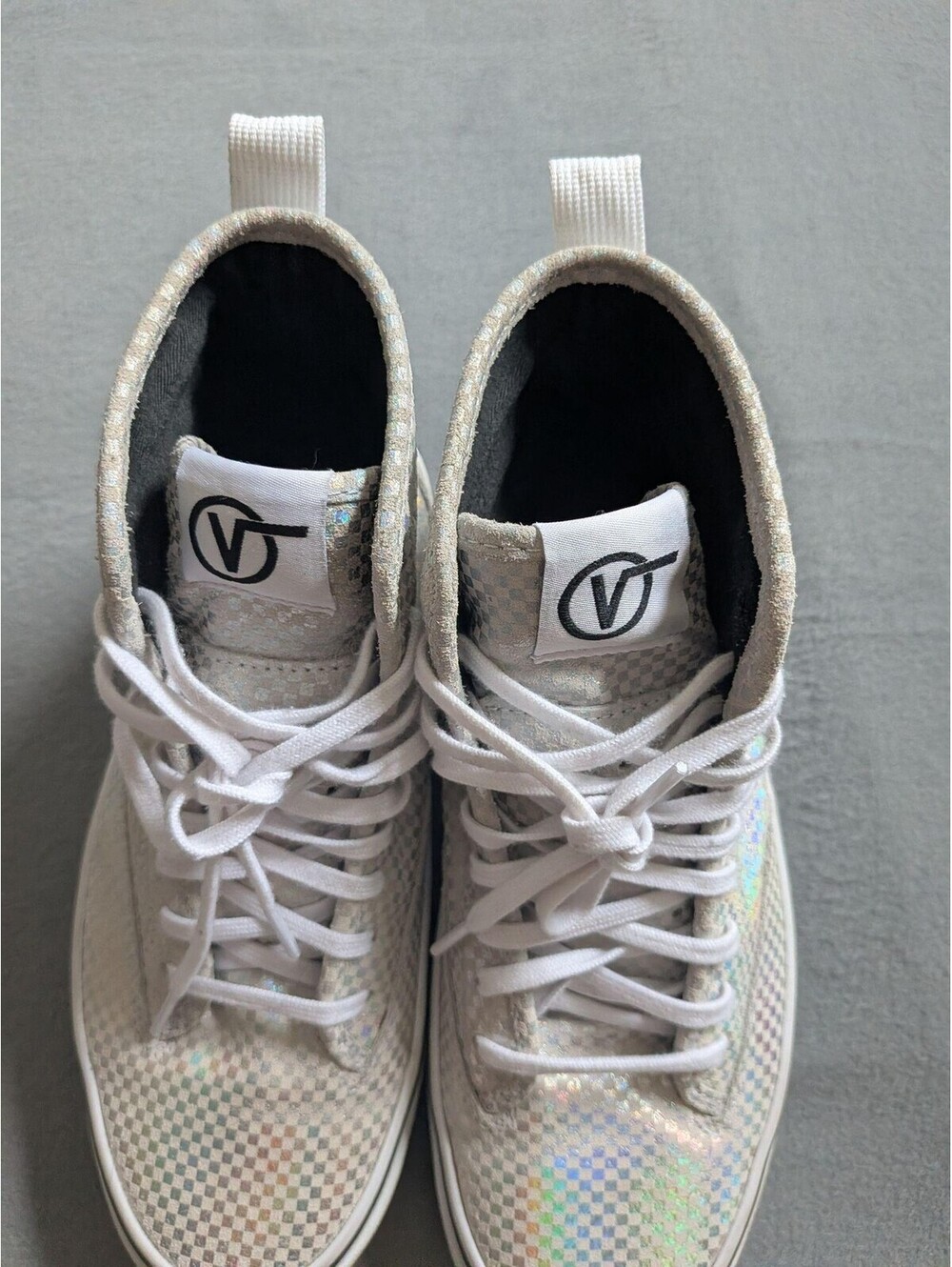 Vans Shoes Mens Size 6 Silver Checkerboard High Top UltraCush Wafflecup Sneakers - Picture 8 of 9